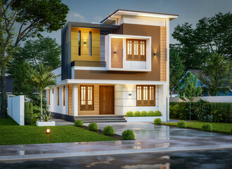 3d illustration of a newly built luxury home