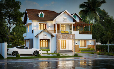 3d illustration of a newly built luxury home