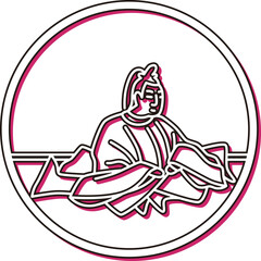 カラーシャドウ円形シンプル百人一首　紀友則