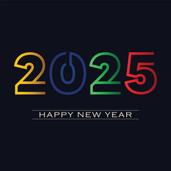 Happy new year 2025 banner black and golden vector luxury text 2025 happy new year.