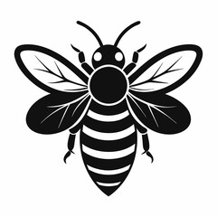 bee logo icon black shape white background