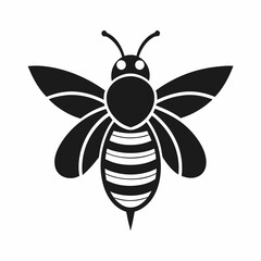 bee logo icon black shape white background