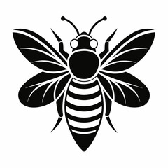 bee logo icon black shape white background