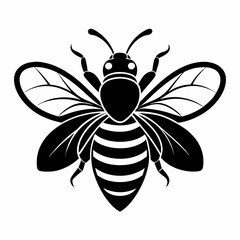 bee logo icon black shape white background