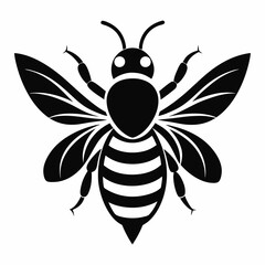 bee logo icon black shape white background