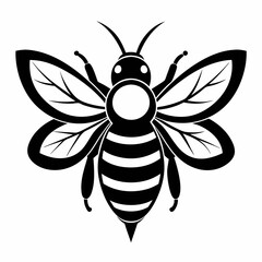 bee logo icon black shape white background