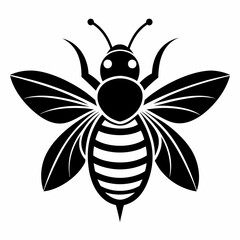 bee logo icon black shape white background