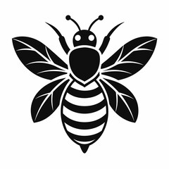 bee logo icon black shape white background