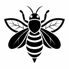 bee logo icon black shape white background