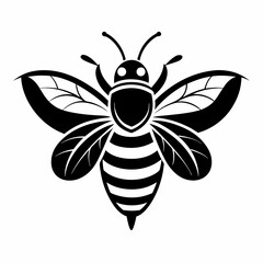 bee logo icon black shape white background