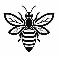 bee logo icon black shape white background