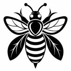 bee logo icon black shape white background