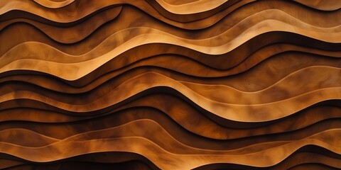 A brown, wavy surface that appears to be made of wood. The texture of the wood is rough and uneven, giving the surface a natural, organic feel