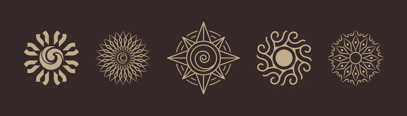 Five sun logos-Vectors-sun