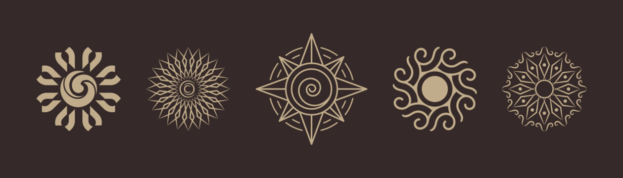 Five sun logos-Vectors-sun