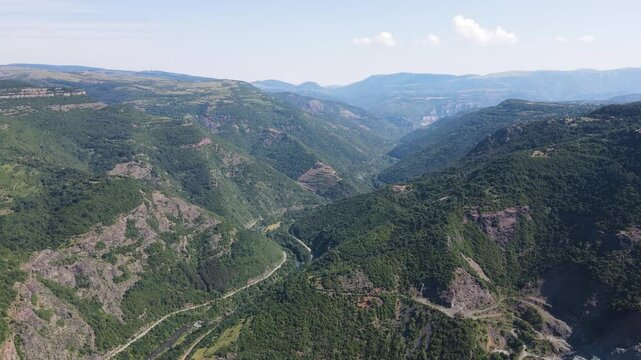 Amazing Aerial view of iskar gorge near village of Bov, Balkan Mountains, Bulgaria
