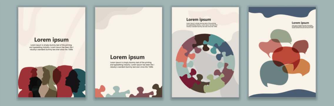 Silhouette group of multicultural women. International Women’s day. Female social community of diverse culture. Colleagues. Racial equality. Empowerment or inclusion. Template banner poster