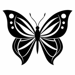 Butterfly logo icon black shape white background
