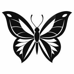 Butterfly logo icon black shape white background