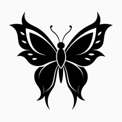Butterfly logo icon black shape white background