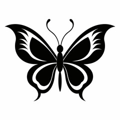 Obraz premium Butterfly logo icon black shape white background
