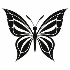 Butterfly logo icon black shape white background