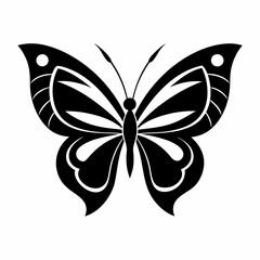 Butterfly logo icon black shape white background