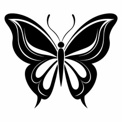 Butterfly logo icon black shape white background