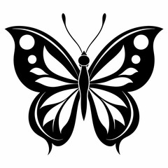 Butterfly logo icon black shape white background