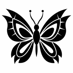 Butterfly logo icon black shape white background