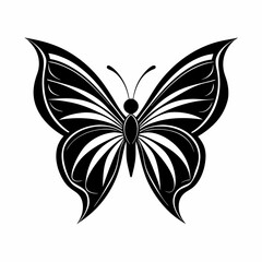 Fototapeta premium Butterfly logo icon black shape white background