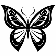 Butterfly logo icon black shape white background