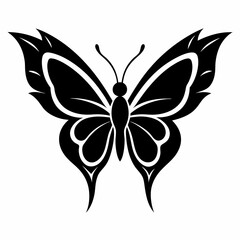 Butterfly logo icon black shape white background