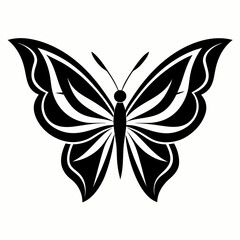 Butterfly logo icon black shape white background