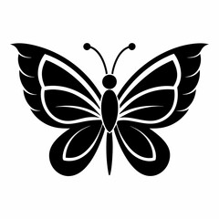Butterfly logo icon black shape white background
