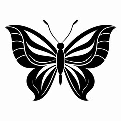 Butterfly logo icon black shape white background