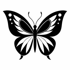 Butterfly logo icon black shape white background