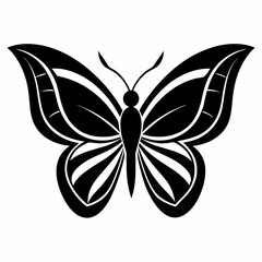 Butterfly logo icon black shape white background
