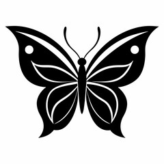 Fototapeta premium Butterfly logo icon black shape white background