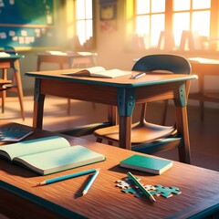 classroom with books