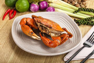 Delicous luxury steamed red crab