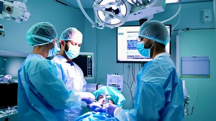 Modern hospital emergency department operating room where doctors and surgeons perform surgery. - Powered by Adobe