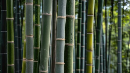 Obraz premium A charming photo of a textured bamboo grove, with sunlight filtering through the leaves..