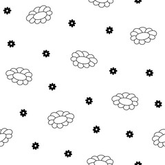 Bud flower plant. Seamless pattern. Coloring Page. Nature and spring. Hand drawn style. Vector drawing. Design ornaments.