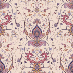 Soft Pastel Floral Paisley Pattern