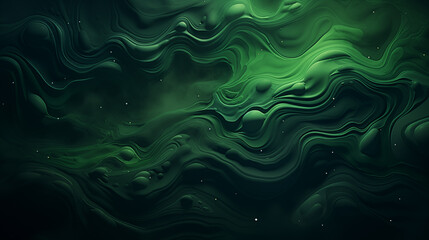 Obraz premium Dark green abstract background. Flow of dark paint with bubbles and lumps. Dark green liquid, abstract background. AI generative