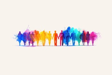 Colorful People Walking Together: A Symbol of Unity and Diversity