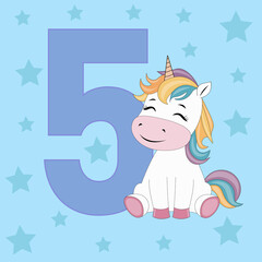 5th birthday card with unicorn