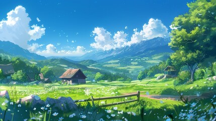 anime style countryside scenery