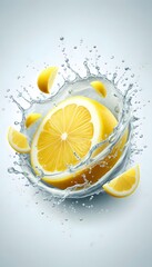 lemon in water splash